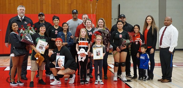 PC honored Juliet Garcia, Yvette Hernandez, Maggie Zanazzo, and Kuea Angilau who played in their final match on Friday.